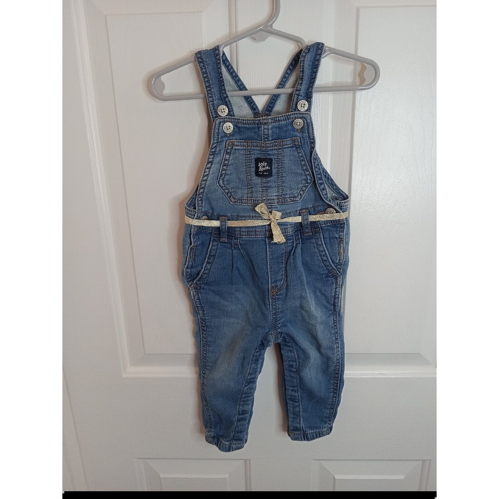 Baby B'Gosh Overalls With Gold Ribbon Belt Accent Baby Girl 12 Months - Picture 10 of 12